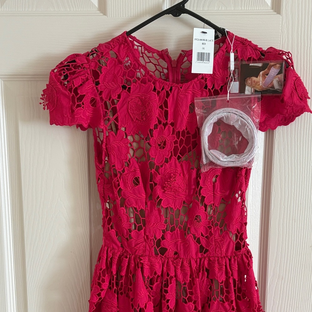 Self-Portrait Red Floral Lace Dress
